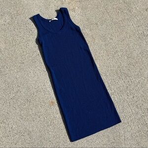 Creatures of Comfort blue‎ wool rib knit sleeveless bodycon mini dress